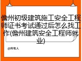 儋州初级建筑施工安全工程师证书考试通过后怎么找工作(儋州建筑安全工程师就业)