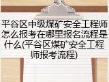 平谷区中级煤矿安全工程师怎么报考在哪里报名流程是什么(平谷区煤矿安全工程师报考流程)