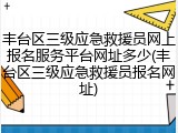 丰台区三级应急救援员网上报名服务平台网址多少(丰台区三级应急救援员报名网址)