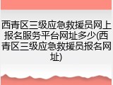 西青区三级应急救援员网上报名服务平台网址多少(西青区三级应急救援员报名网址)