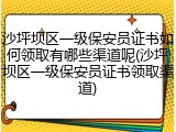 沙坪坝区一级保安员证书如何领取有哪些渠道呢(沙坪坝区一级保安员证书领取渠道)