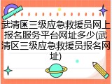 武清区三级应急救援员网上报名服务平台网址多少(武清区三级应急救援员报名网址)