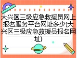 大兴区三级应急救援员网上报名服务平台网址多少(大兴区三级应急救援员报名网址)