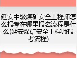 延安中级煤矿安全工程师怎么报考在哪里报名流程是什么(延安煤矿安全工程师报考流程)