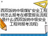 西双版纳中级煤矿安全工程师怎么报考在哪里报名流程是什么(西双版纳中级安全工程师报考流程)