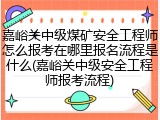嘉峪关中级煤矿安全工程师怎么报考在哪里报名流程是什么(嘉峪关中级安全工程师报考流程)