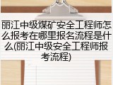 丽江中级煤矿安全工程师怎么报考在哪里报名流程是什么(丽江中级安全工程师报考流程)