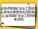 宝鸡中级煤矿安全工程师怎么报考在哪里报名流程是什么(宝鸡煤矿安全工程师报考流程)