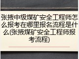 张掖中级煤矿安全工程师怎么报考在哪里报名流程是什么(张掖煤矿安全工程师报考流程)
