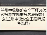 兰州中级煤矿安全工程师怎么报考在哪里报名流程是什么(兰州中级安全工程师报考流程)