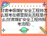 甘肃中级煤矿安全工程师怎么报考在哪里报名流程是什么(甘肃煤矿安全工程师报考流程)