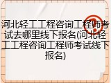 河北轻工工程咨询工程师考试去哪里线下报名(河北轻工工程咨询工程师考试线下报名)