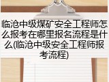 临沧中级煤矿安全工程师怎么报考在哪里报名流程是什么(临沧中级安全工程师报考流程)