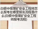 白银中级煤矿安全工程师怎么报考在哪里报名流程是什么(白银中级煤矿安全工程师报考流程)