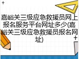 嘉峪关三级应急救援员网上报名服务平台网址多少(嘉峪关三级应急救援员报名网址)