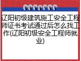 辽阳初级建筑施工安全工程师证书考试通过后怎么找工作(辽阳初级安全工程师就业)