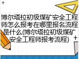 博尔塔拉初级煤矿安全工程师怎么报考在哪里报名流程是什么(博尔塔拉初级煤矿安全工程师报考流程)