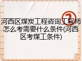 河西区煤炭工程咨询工程师怎么考需要什么条件(河西区考煤工条件)