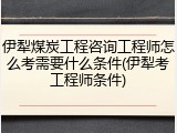 伊犁煤炭工程咨询工程师怎么考需要什么条件(伊犁考工程师条件)
