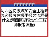 河西区初级煤矿安全工程师怎么报考在哪里报名流程是什么(河西区初级安全工程师报考流程)