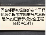 巴音郭楞初级煤矿安全工程师怎么报考在哪里报名流程是什么(巴音郭楞安全工程师报考流程)