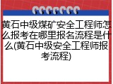 黄石中级煤矿安全工程师怎么报考在哪里报名流程是什么(黄石中级安全工程师报考流程)