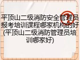 平顶山二级消防安全管理员报考培训课程哪家机构的好(平顶山二级消防管理员培训哪家好)