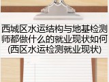 西城区水运结构与地基检测师都做什么的就业现状如何(西区水运检测就业现状)