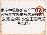枣庄中级煤矿安全工程师怎么报考在哪里报名流程是什么(枣庄煤矿安全工程师报考流程)