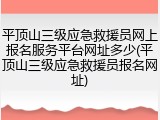 平顶山三级应急救援员网上报名服务平台网址多少(平顶山三级应急救援员报名网址)