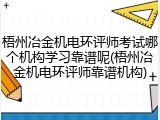 梧州冶金机电环评师考试哪个机构学习靠谱呢(梧州冶金机电环评师靠谱机构)