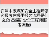 许昌中级煤矿安全工程师怎么报考在哪里报名流程是什么(许昌煤矿安全工程师报考流程)
