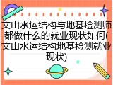 文山水运结构与地基检测师都做什么的就业现状如何(文山水运结构地基检测就业现状)