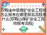 双鸭山中级煤矿安全工程师怎么报考在哪里报名流程是什么(双鸭山煤矿安全工程师报考流程)