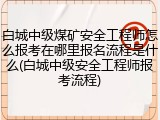 白城中级煤矿安全工程师怎么报考在哪里报名流程是什么(白城中级安全工程师报考流程)