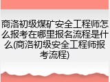 商洛初级煤矿安全工程师怎么报考在哪里报名流程是什么(商洛初级安全工程师报考流程)