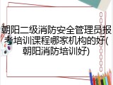 朝阳二级消防安全管理员报考培训课程哪家机构的好(朝阳消防培训好)