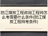 怒江煤炭工程咨询工程师怎么考需要什么条件(怒江煤炭工程师考条件)