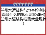 兰州水运结构与地基检测师都做什么的就业现状如何(兰州水运结构检测就业现状)