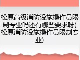 松原高级消防设施操作员限制专业吗还有哪些要求呀(松原消防设施操作员限制专业)