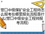营口中级煤矿安全工程师怎么报考在哪里报名流程是什么(营口中级安全工程师报考流程)