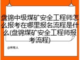 盘锦中级煤矿安全工程师怎么报考在哪里报名流程是什么(盘锦煤矿安全工程师报考流程)