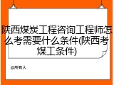 陕西煤炭工程咨询工程师怎么考需要什么条件(陕西考煤工条件)