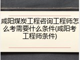咸阳煤炭工程咨询工程师怎么考需要什么条件(咸阳考工程师条件)
