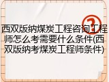 西双版纳煤炭工程咨询工程师怎么考需要什么条件(西双版纳考煤炭工程师条件)