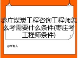 枣庄煤炭工程咨询工程师怎么考需要什么条件(枣庄考工程师条件)