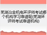 芜湖冶金机电环评师考试哪个机构学习靠谱呢(芜湖环评师考试靠谱机构)