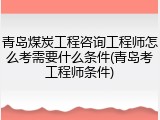 青岛煤炭工程咨询工程师怎么考需要什么条件(青岛考工程师条件)