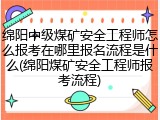 绵阳中级煤矿安全工程师怎么报考在哪里报名流程是什么(绵阳煤矿安全工程师报考流程)