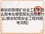 泰安初级煤矿安全工程师怎么报考在哪里报名流程是什么(泰安初级安全工程师报考流程)